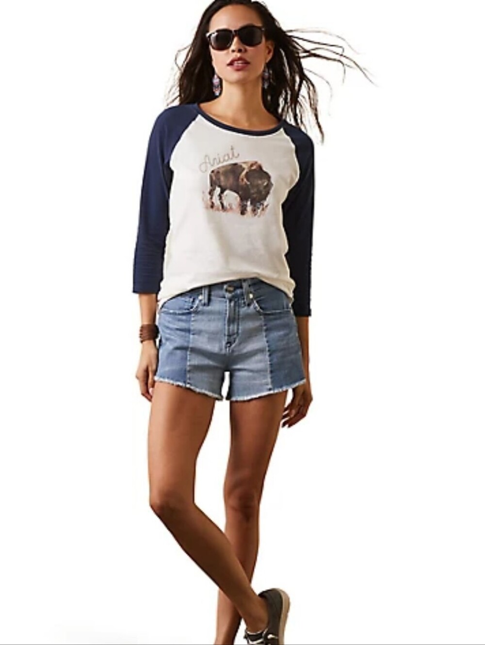 Ariat Womens Small Painted Dreams 3/4 Sleeve Raglan Tshirt Ranch Farmcore